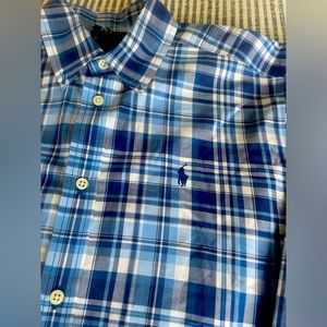 Ralph Lauren Boys Plaid Button Down.  Excellent condition.  Blue plaid.